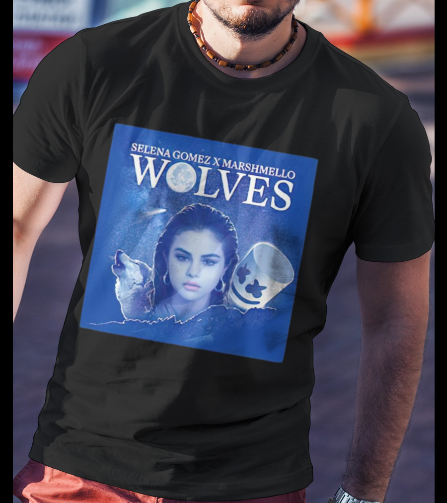 SELENA GOMEZ X MARSHMELLO WOLVES MOON WOLF FACE T-Shirt