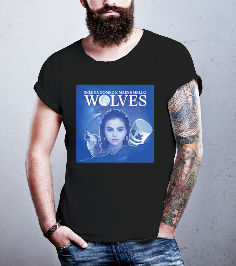 SELENA GOMEZ X MARSHMELLO WOLVES MOON WOLF FACE T-Shirt