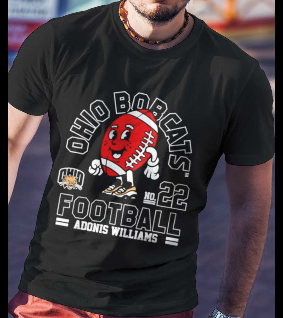 Ohio Bobcats Football No. 22 Adonis Williams T-Shirt