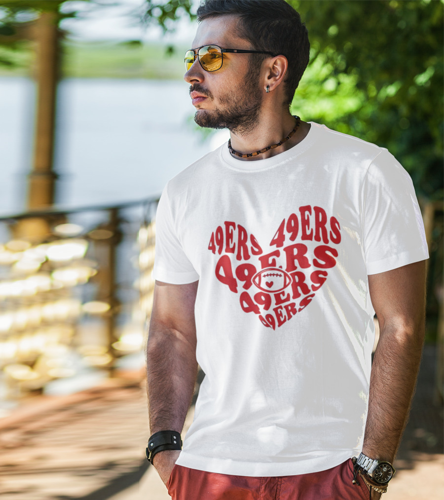 49ers Football Heart Typography T-Shirt