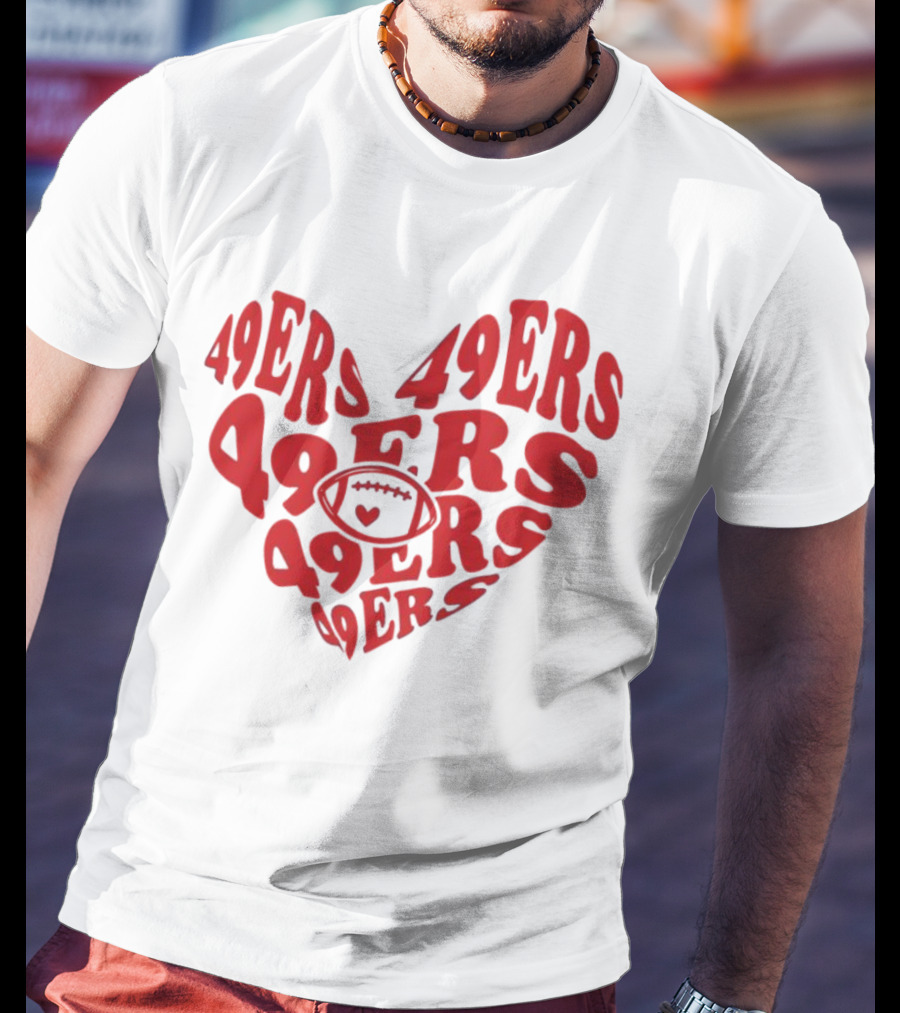 49ers Football Heart Typography T-Shirt