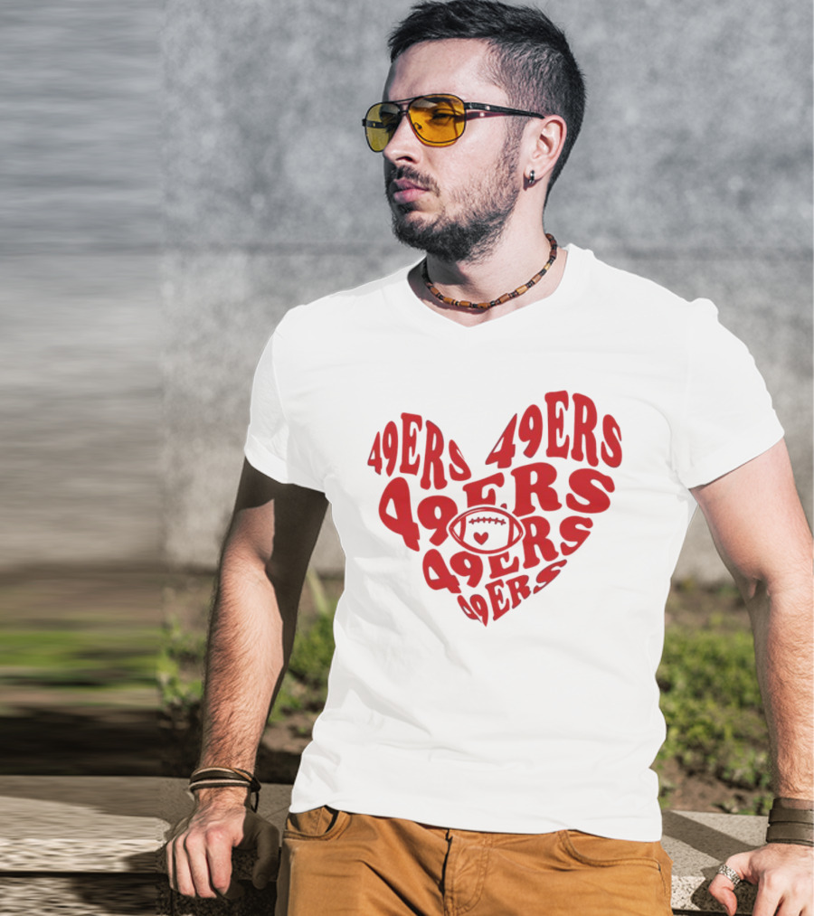 49ers Football Heart Typography T-Shirt