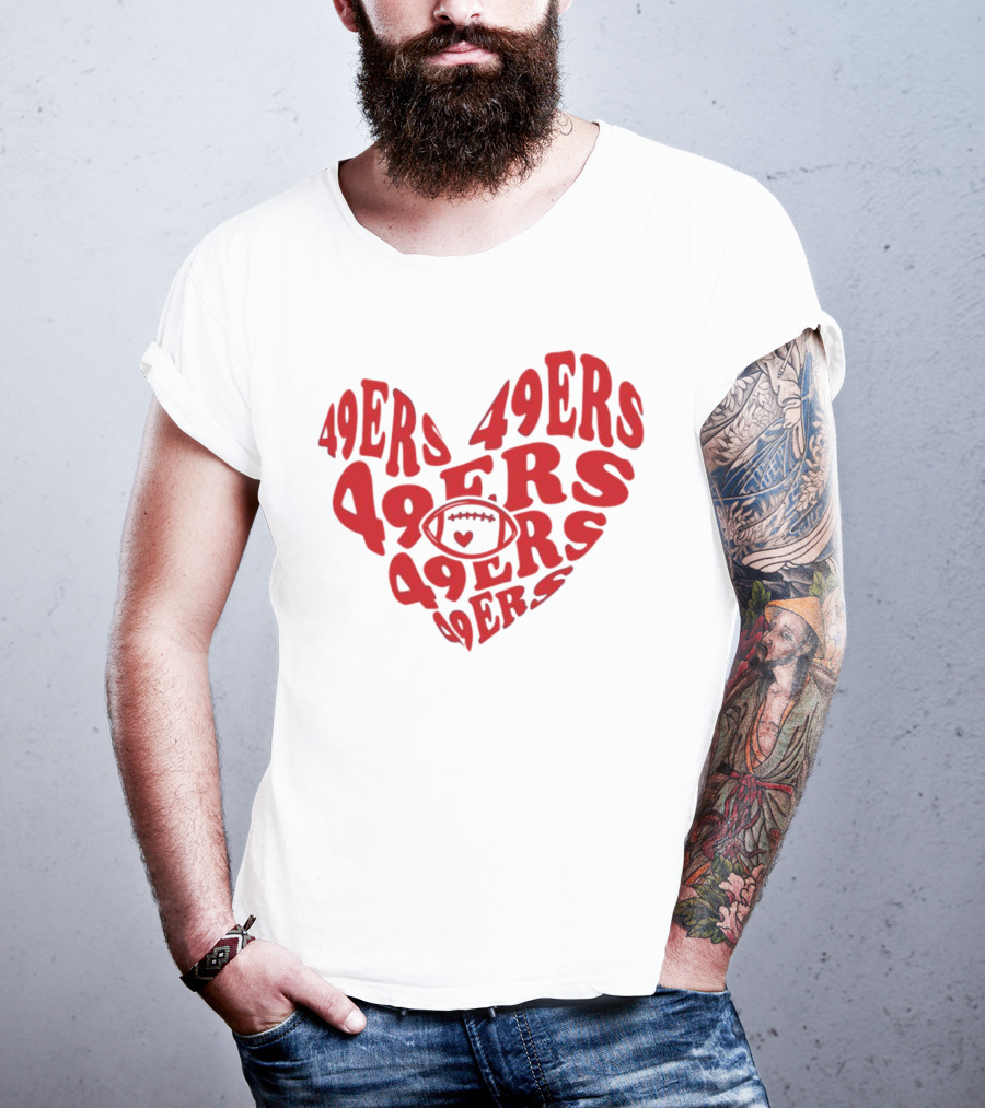 49ers Football Heart Typography T-Shirt