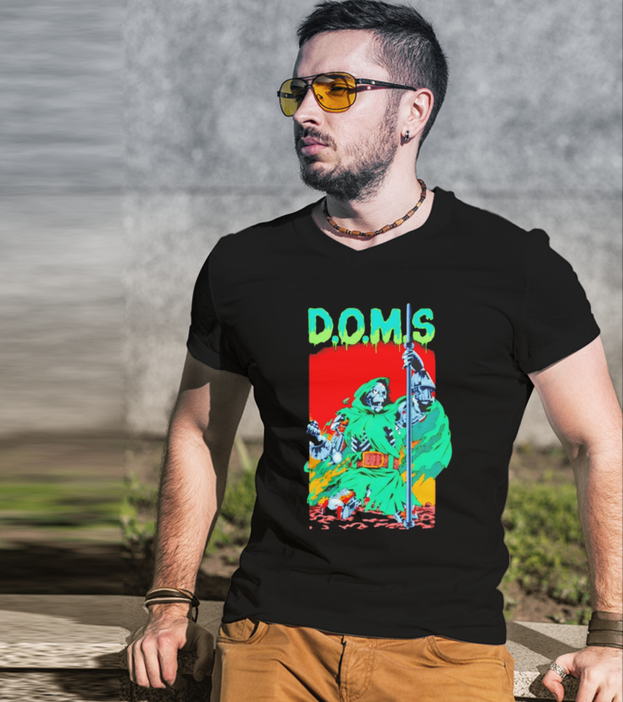 D.O.M.S Skeleton Warrior In Green Cloak Holding Staff T-Shirt