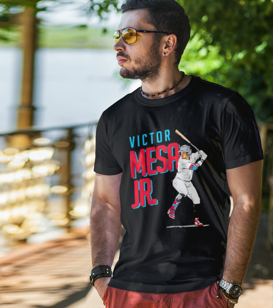 Victor Mesa Jr. Baseball Player With Bat And Colorful Socks T-Shirt