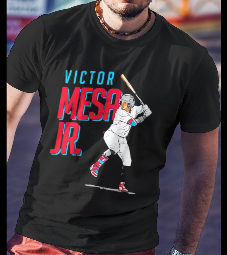 Victor Mesa Jr. Baseball Player With Bat And Colorful Socks T-Shirt