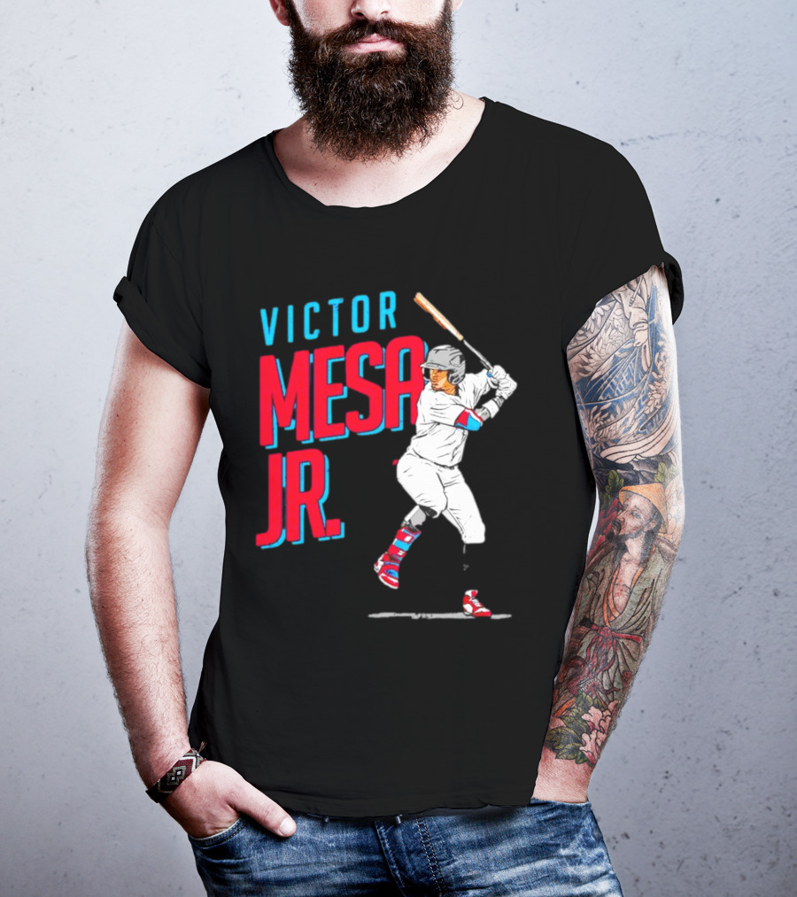 Victor Mesa Jr. Baseball Player With Bat And Colorful Socks T-Shirt