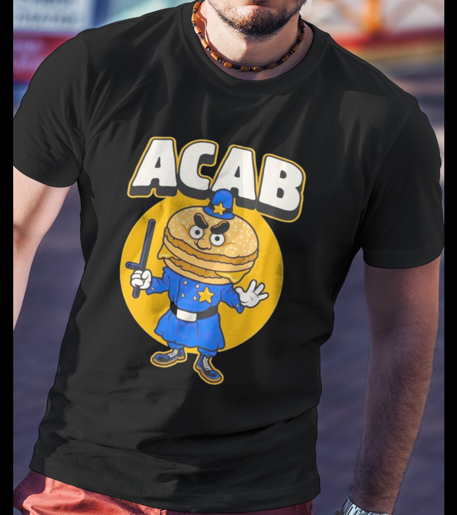 ACABurger Police Officer Burger Cartoon Character Iconic T-Shirt