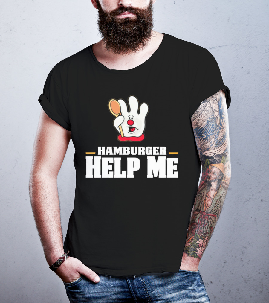 Hamburger Help Me Glove Holding Spoon Retro T-Shirt