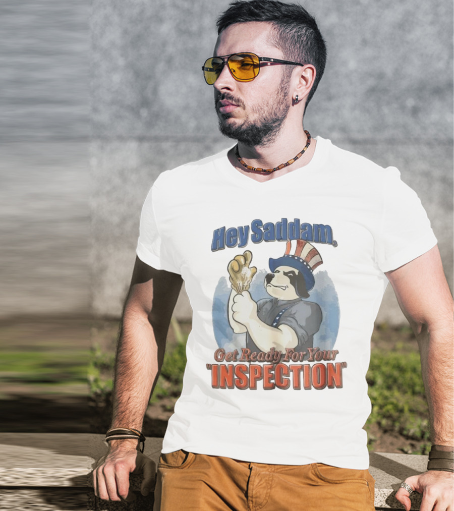 Hey Saddam Get Ready For Your Inspection Uncle Sam Dog Boxer Glove T-Shirt