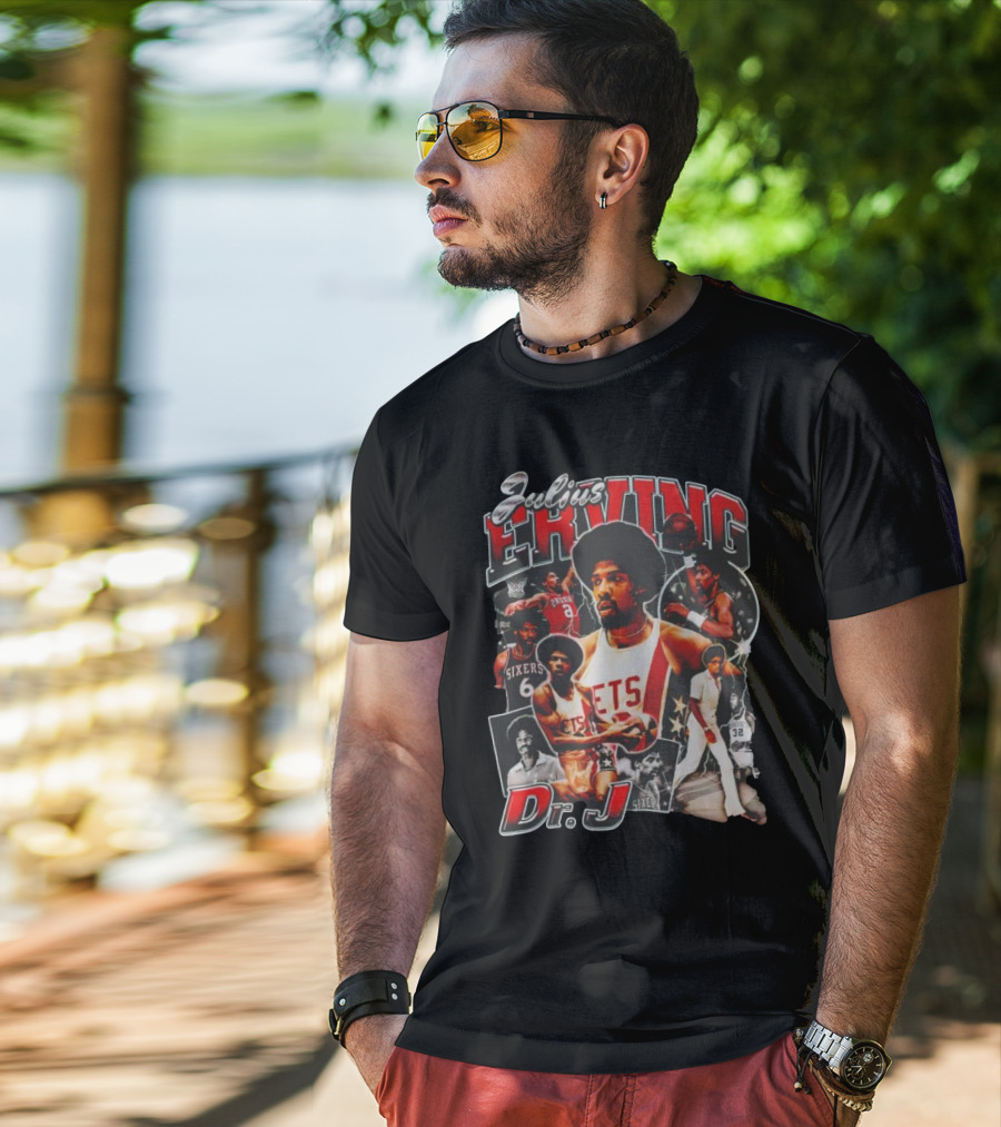 Julius Erving Dr J Sixers Nets Basketball Legend T-Shirt