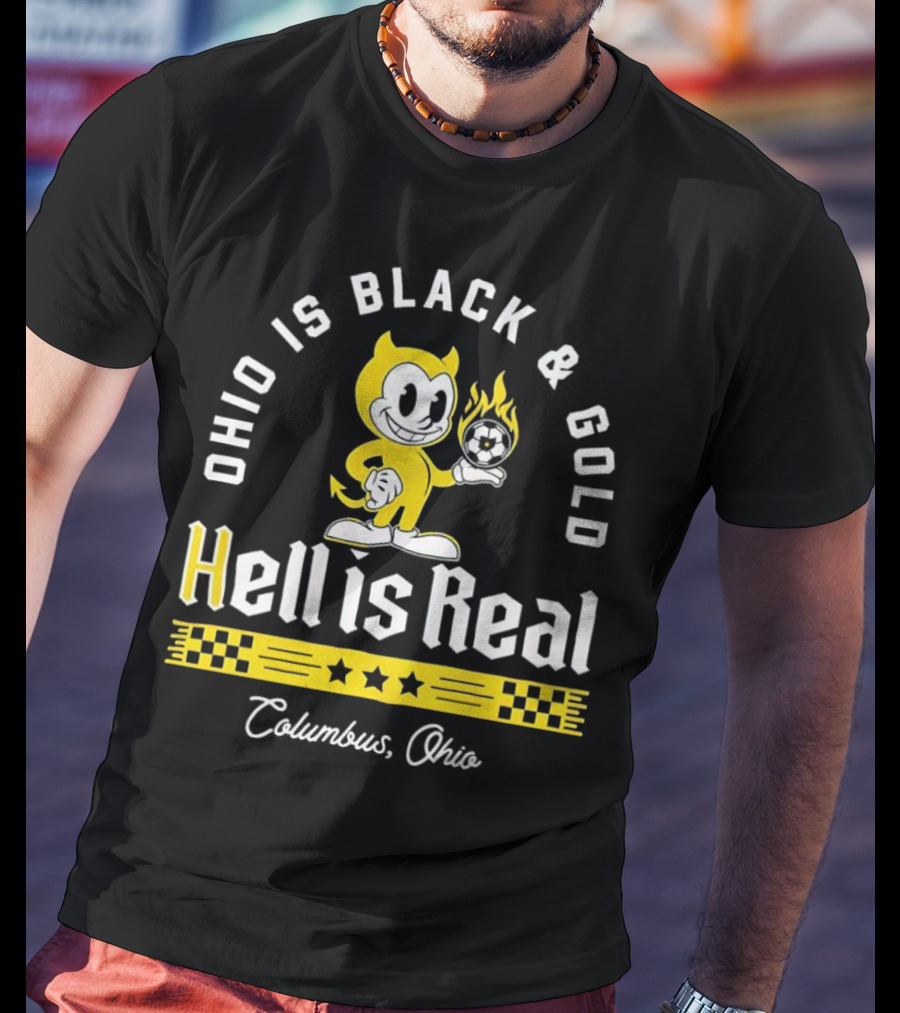 Ohio Is Black And Gold Hell Is Real Columbus Soccer Devil T-Shirt