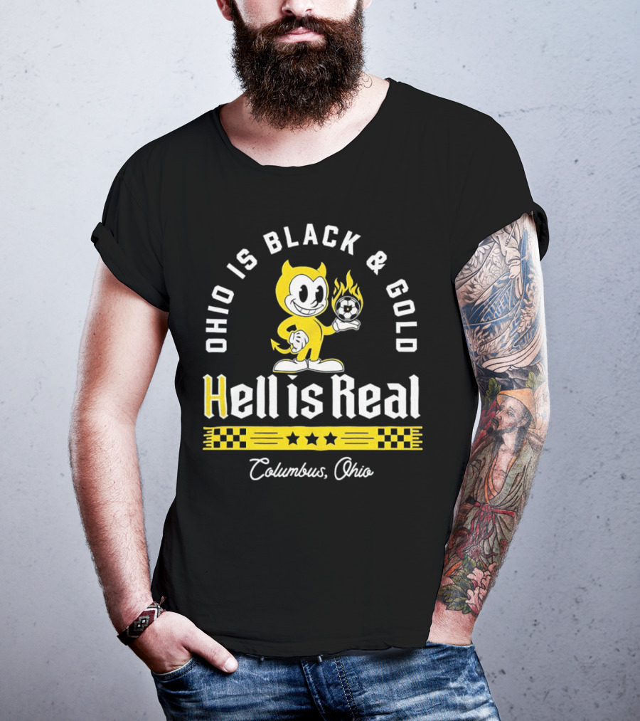 Ohio Is Black And Gold Hell Is Real Columbus Soccer Devil T-Shirt