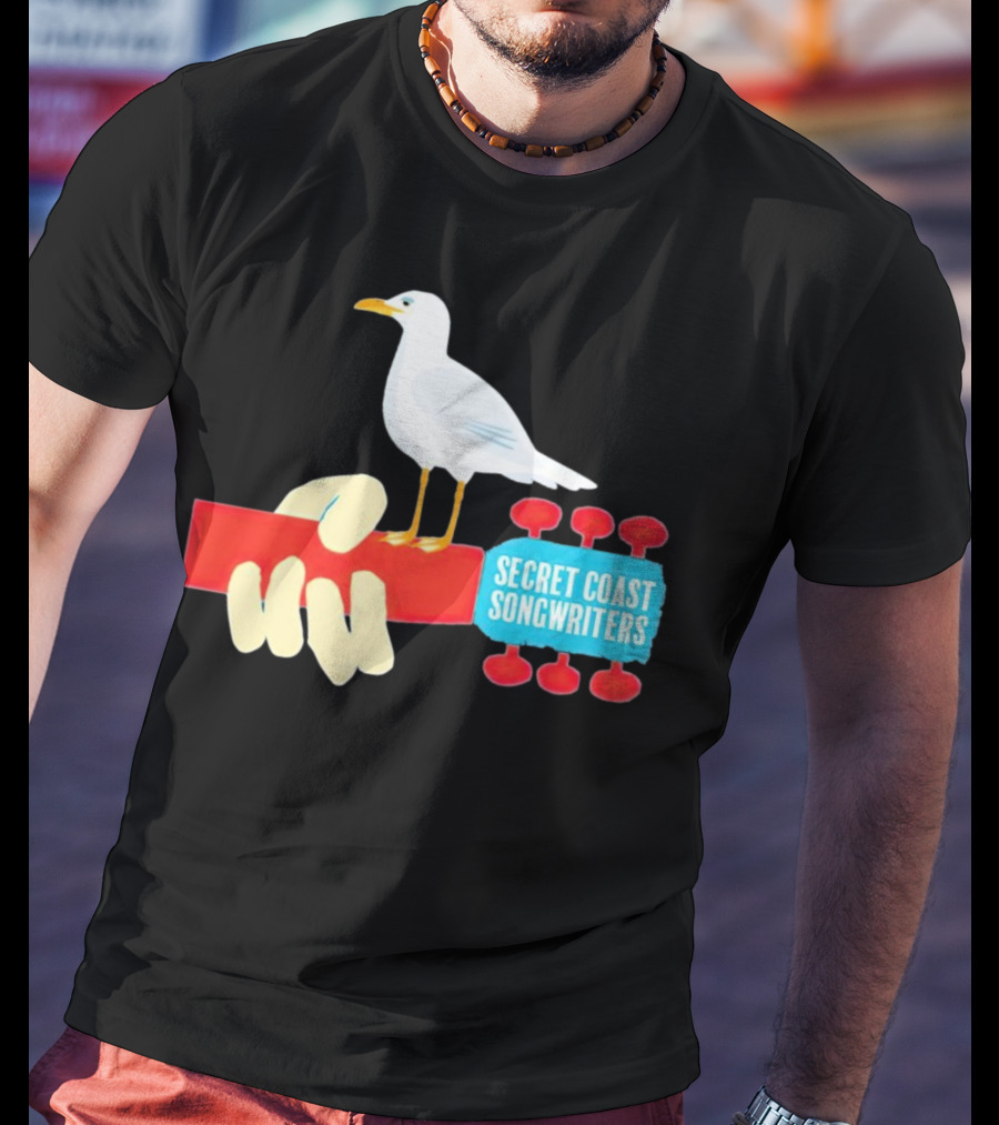 Secret Coast Songwriters Seagull On Red Guitar Neck T-Shirt