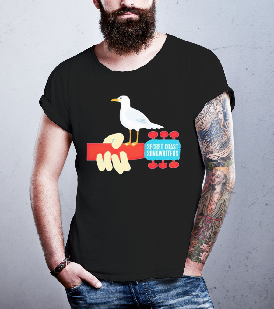 Secret Coast Songwriters Seagull On Red Guitar Neck T-Shirt