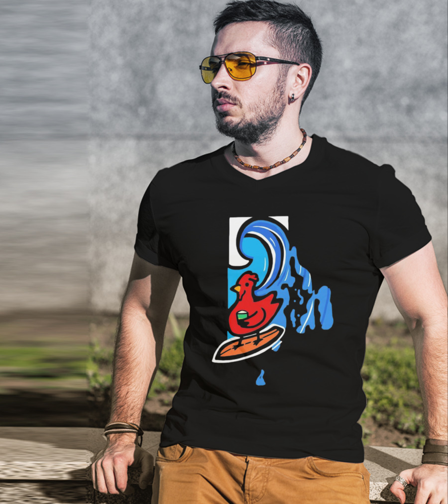 Rhode Island Surfing Chicken With Wave T-Shirt