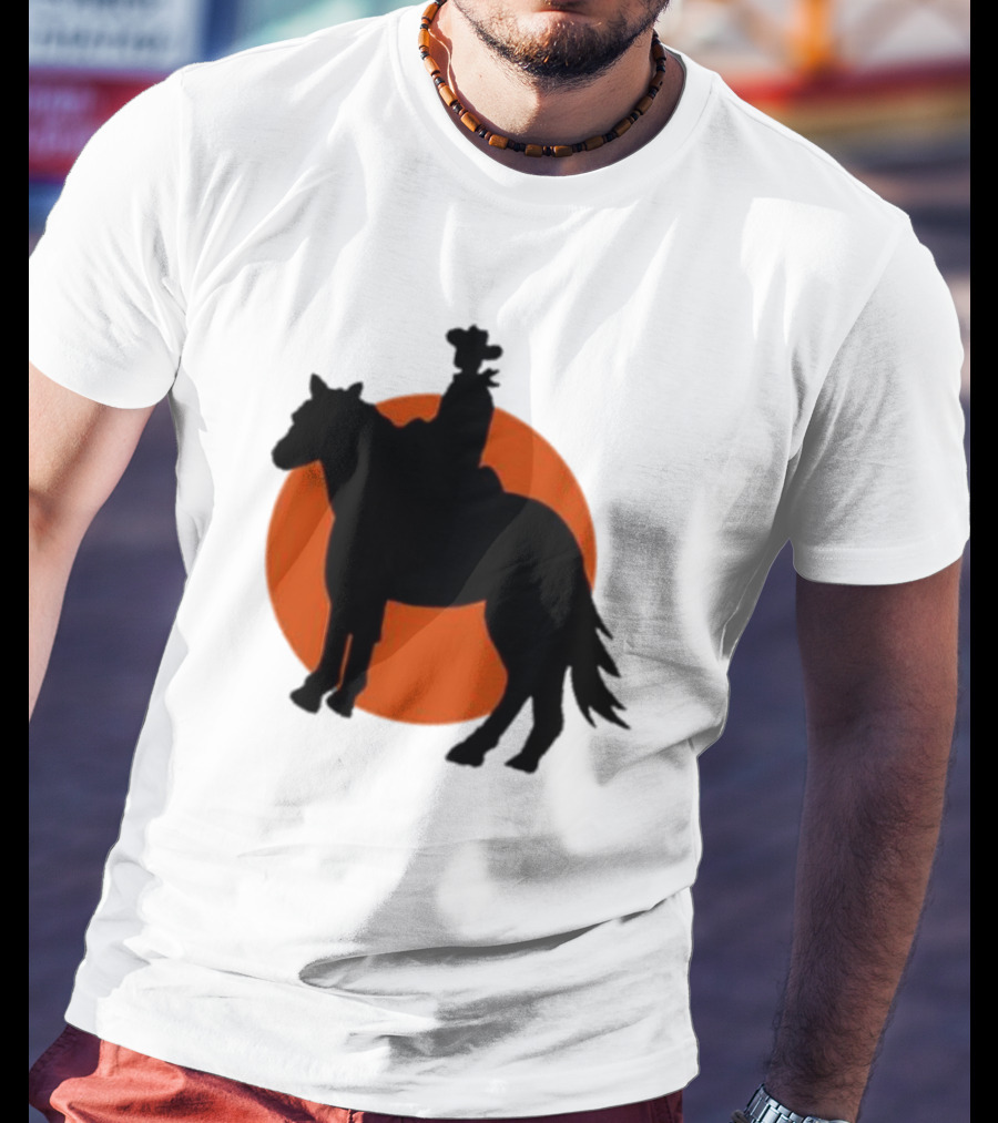 Alex Cowboy Bargain Silhouette Against Sunset T-Shirt