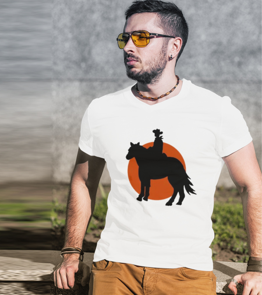 Alex Cowboy Bargain Silhouette Against Sunset T-Shirt
