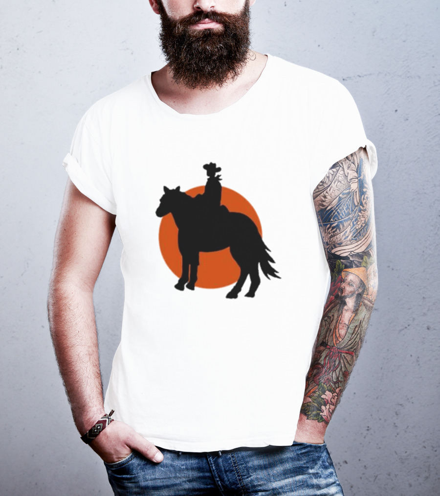 Alex Cowboy Bargain Silhouette Against Sunset T-Shirt
