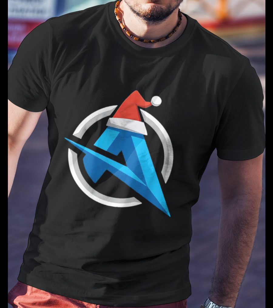 Alia Christmas Holiday Logo Santa Hat Blue A Icon Holiday T-Shirt
