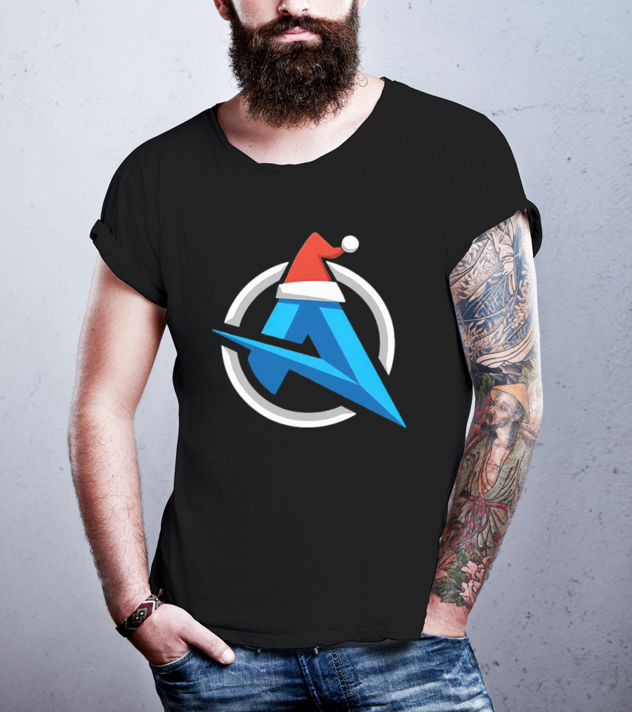 Alia Christmas Holiday Logo Santa Hat Blue A Icon Holiday T-Shirt