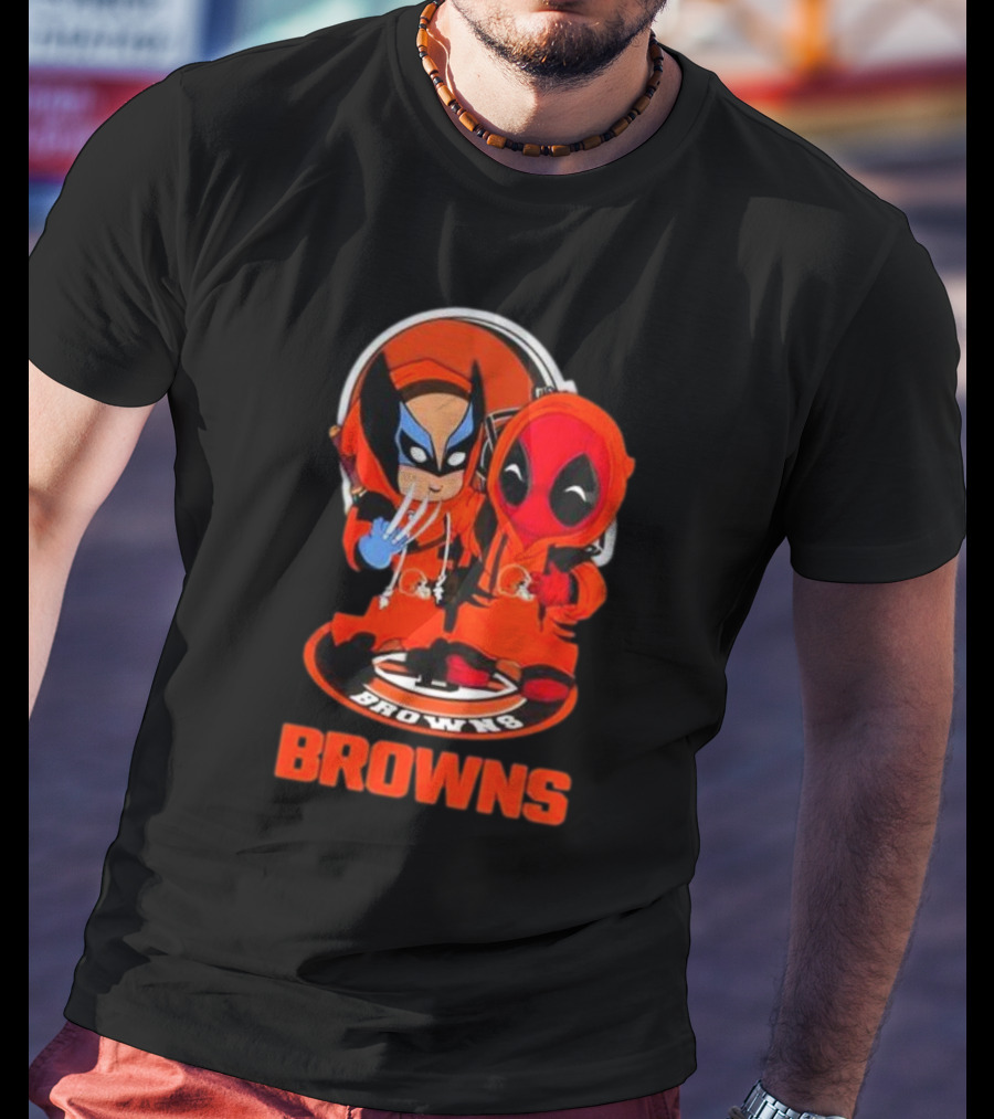 Cleveland Browns Marvel Wolverine Deadpool Browns Fans T-Shirt