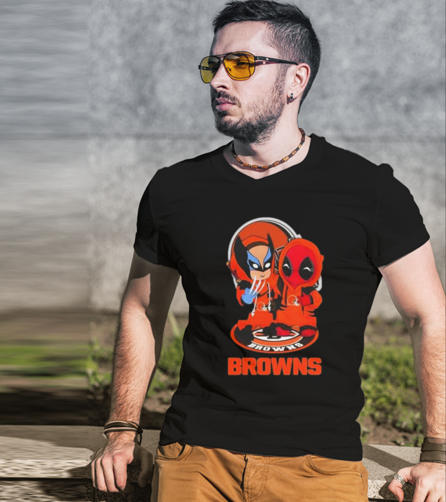 Cleveland Browns Marvel Wolverine Deadpool Browns Fans T-Shirt