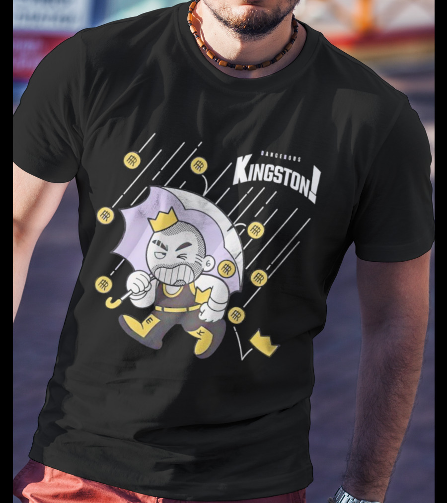 Dangerous Kingston Graphic With Umbrella And Crown Motif T-Shirt
