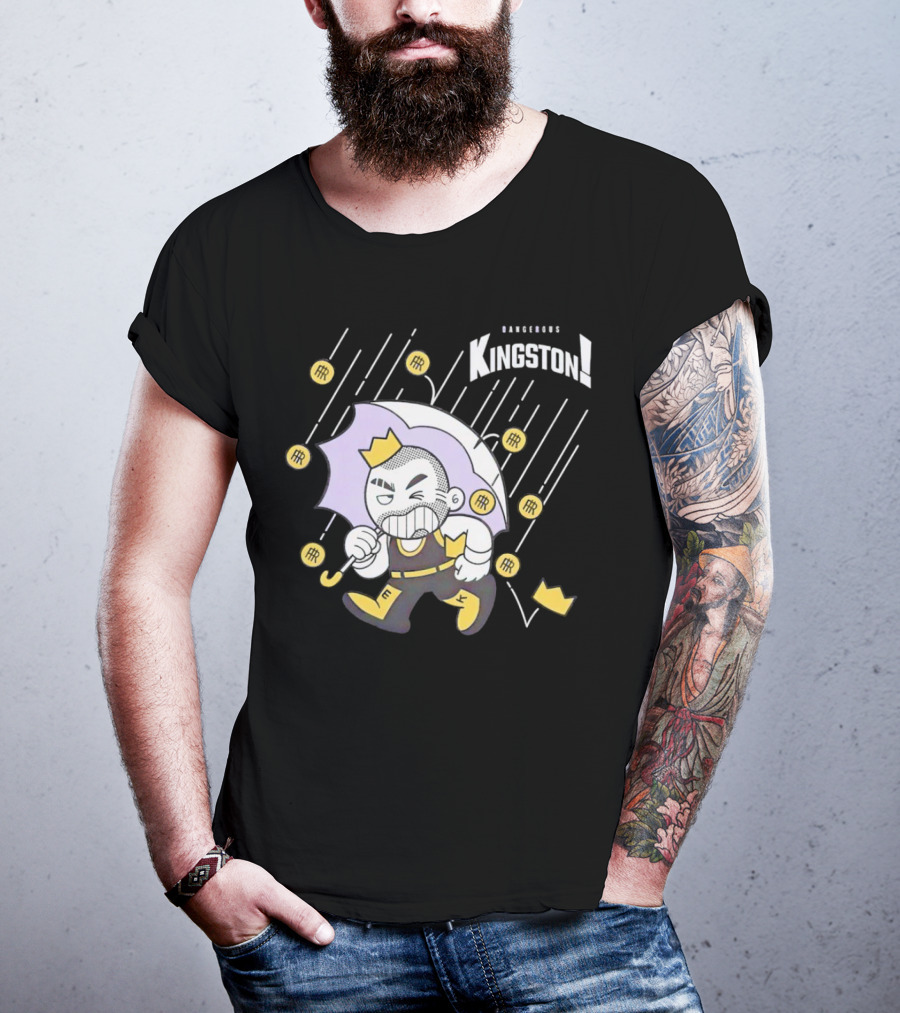 Dangerous Kingston Graphic With Umbrella And Crown Motif T-Shirt