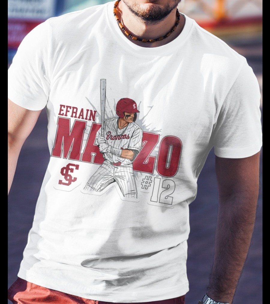 Efrain Manzo SCU Broncos Baseball #12 T-Shirt