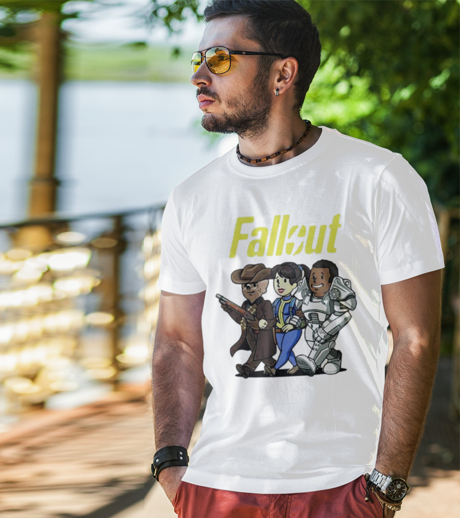 Fallout Cartoon Trio Vault Dweller Adventurers T-Shirt