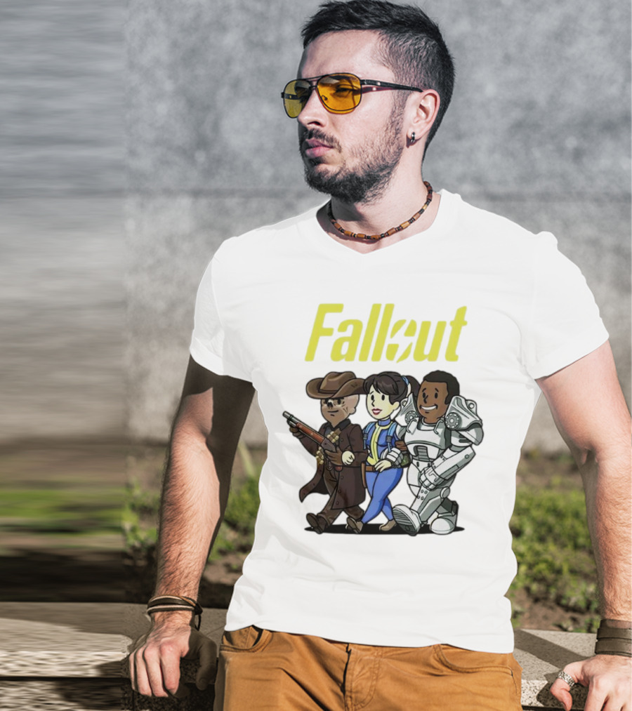 Fallout Cartoon Trio Vault Dweller Adventurers T-Shirt