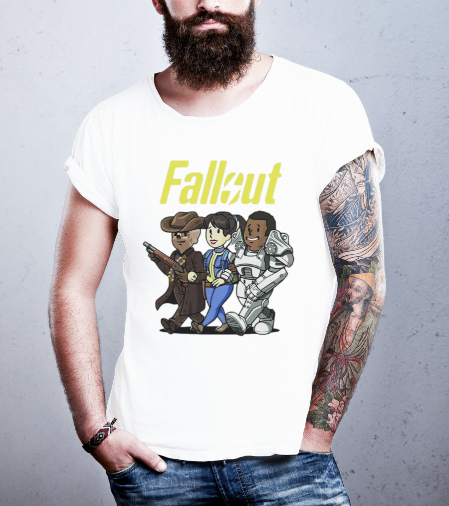 Fallout Cartoon Trio Vault Dweller Adventurers T-Shirt