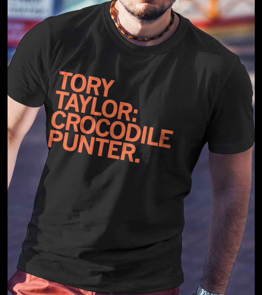 Tory Taylor Crocodile Punter Football Sports Fan Black T-Shirt