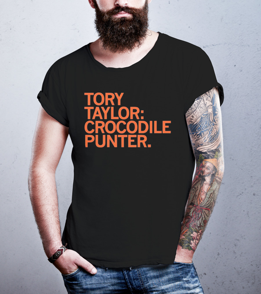 Tory Taylor Crocodile Punter Football Sports Fan Black T-Shirt