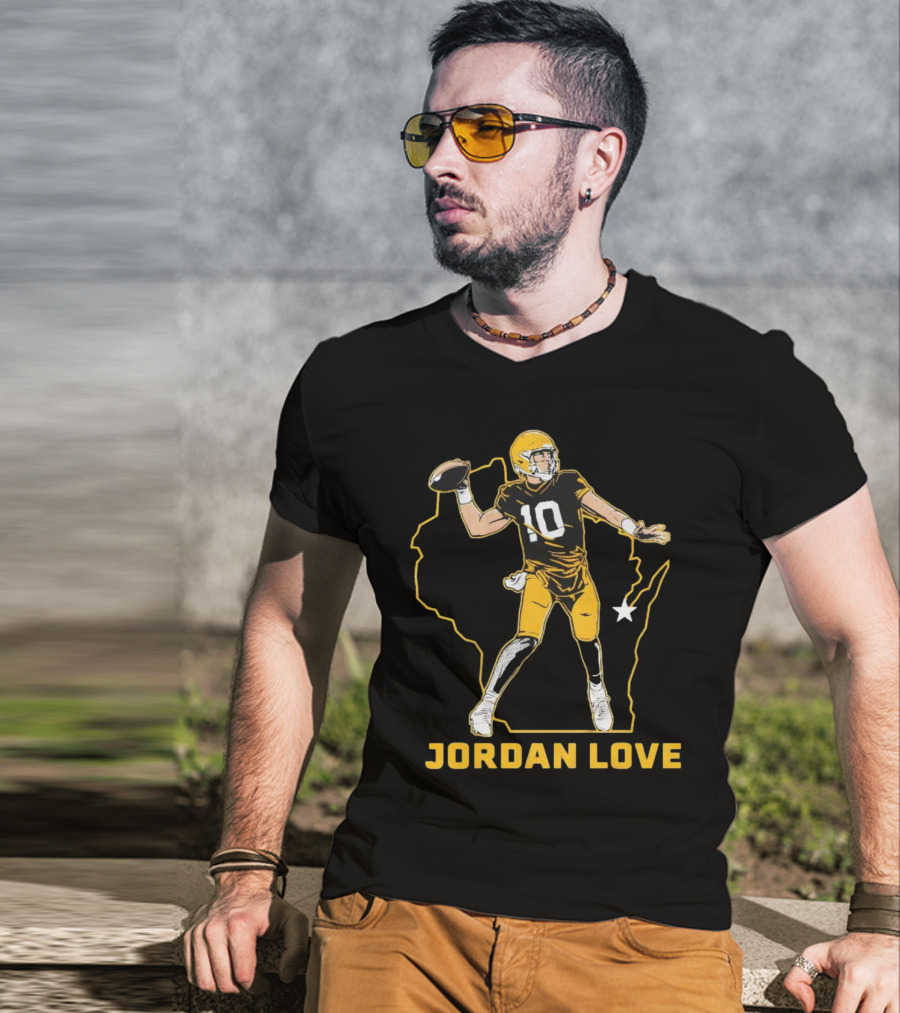 Jordan Love Wisconsin Star Quarterback Green Bay Packers T-Shirt