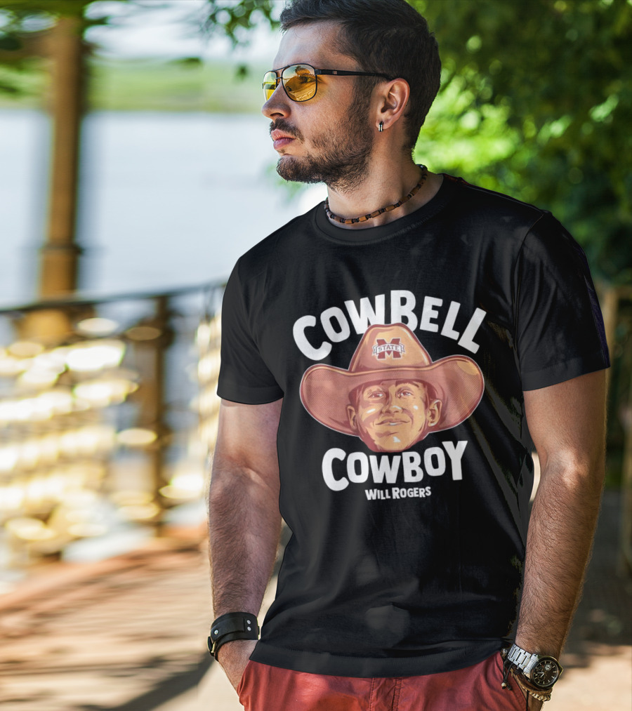 Cowbell Cowboy Will Rogers Mississippi State Bulldogs T-Shirt