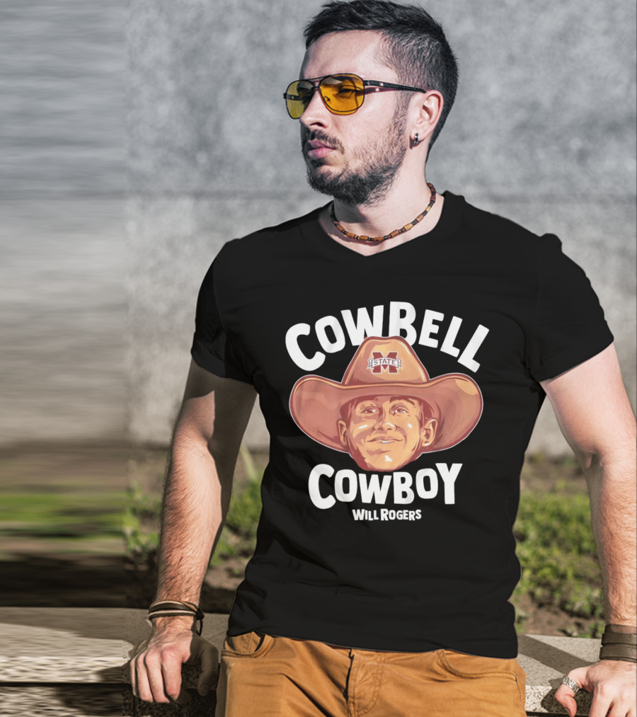 Cowbell Cowboy Will Rogers Mississippi State Bulldogs T-Shirt