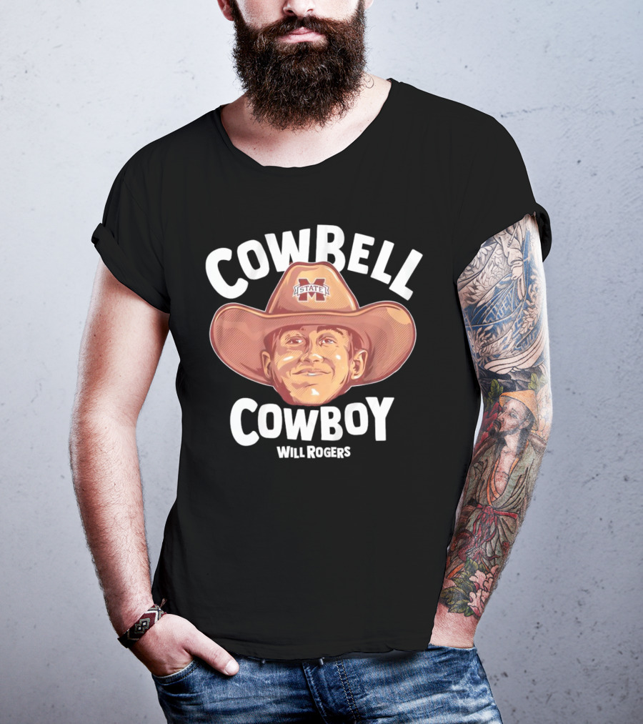 Cowbell Cowboy Will Rogers Mississippi State Bulldogs T-Shirt