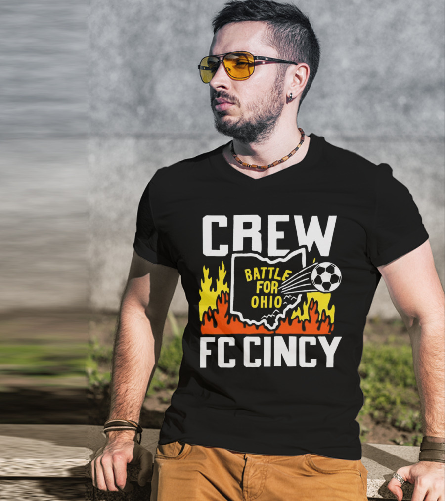 CREW Battle For Ohio FC Cincy Soccer Rivalry Flame Soccer Ball T-Shirt
