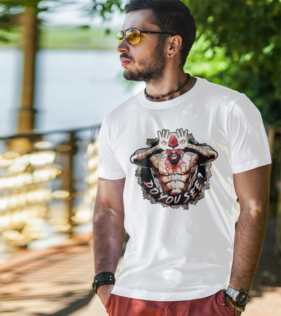 Franky The Mobster FTM Do You See Tattooed Figure With Hands Forming Eye Mask T-Shirt