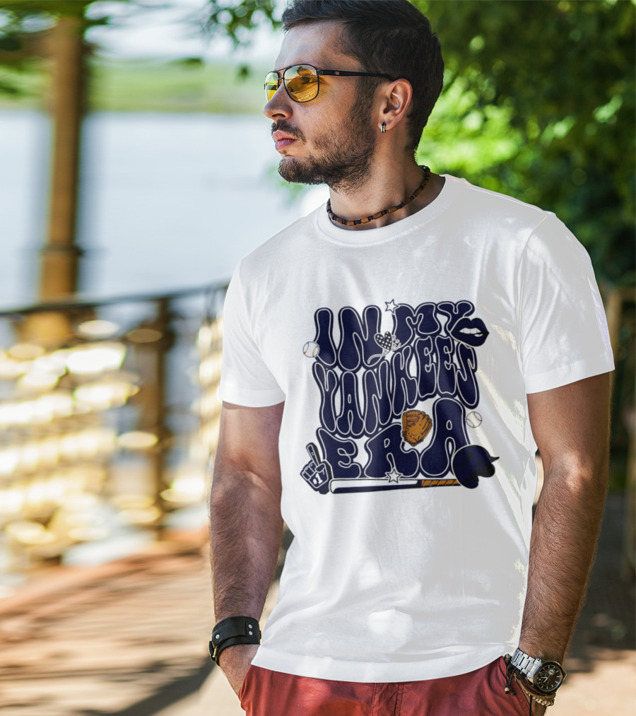 In My Yankees Era Baseball Bat MLB Baseball Lips Glove Yankees Era T-Shirt