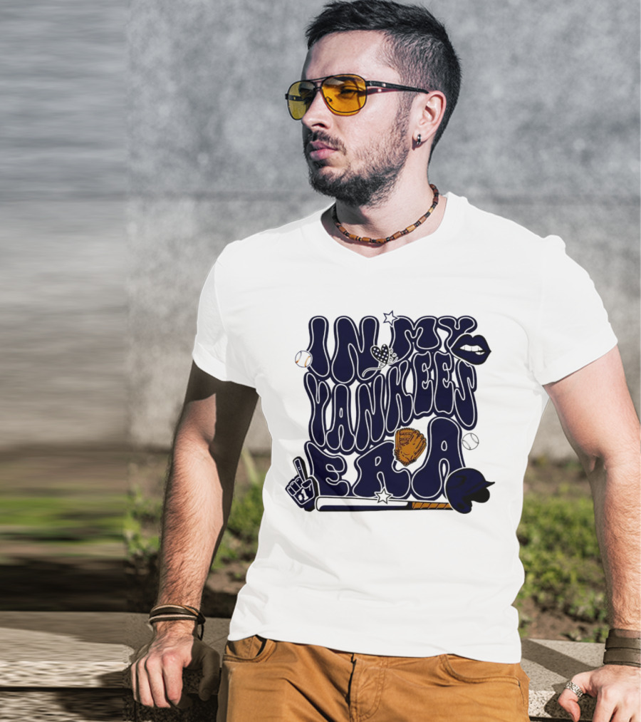 In My Yankees Era Baseball Bat MLB Baseball Lips Glove Yankees Era T-Shirt