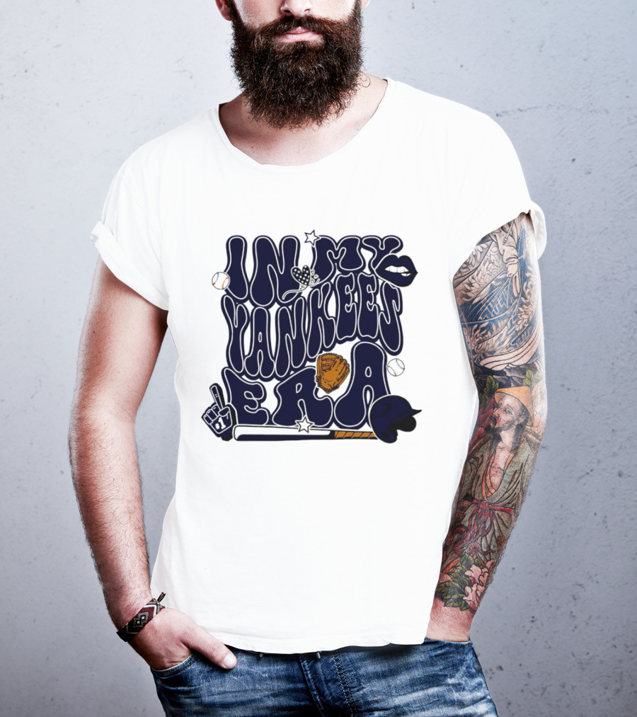 In My Yankees Era Baseball Bat MLB Baseball Lips Glove Yankees Era T-Shirt