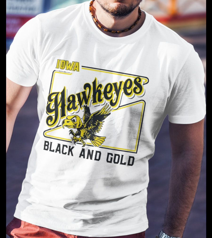 Iowa Hawkeyes Black And Gold Hawk T-Shirt