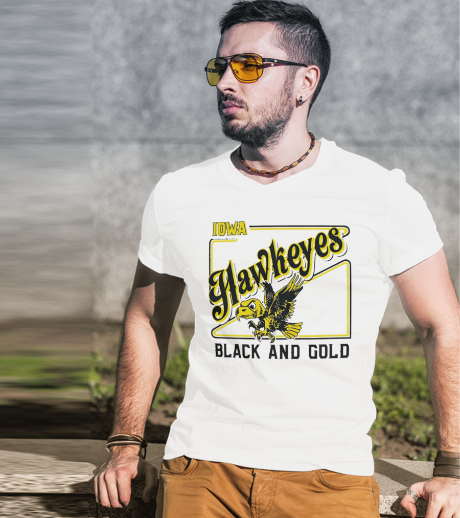 Iowa Hawkeyes Black And Gold Hawk T-Shirt