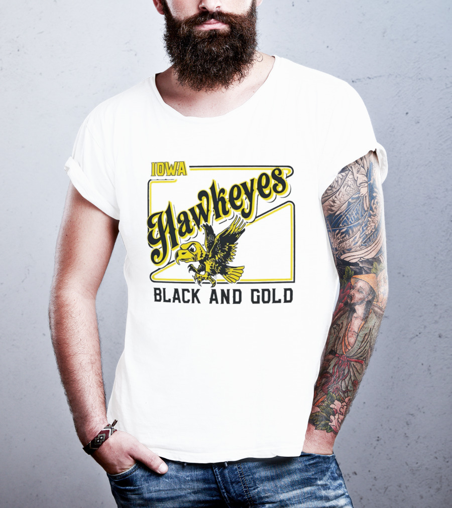Iowa Hawkeyes Black And Gold Hawk T-Shirt