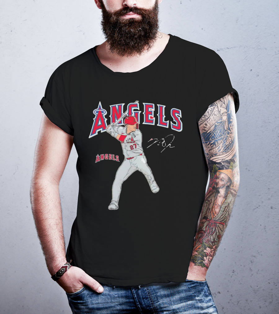 Mike Trout 27 Los Angeles Angels Swing Signature T-Shirt