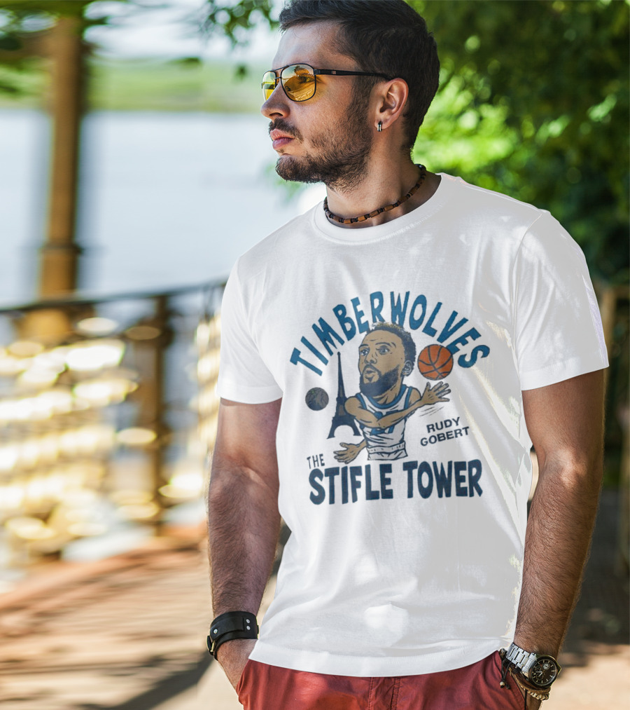 Timberwolves Rudy Gobert The Stifle Tower Basketball Player With Eiffel Tower And Basketball T-Shirt