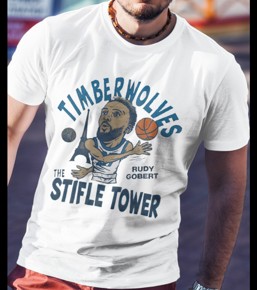 Timberwolves Rudy Gobert The Stifle Tower Basketball Player With Eiffel Tower And Basketball T-Shirt